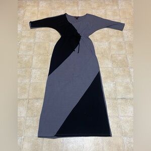Delirious Elegant Long Sleeve Dress in Gray and Black